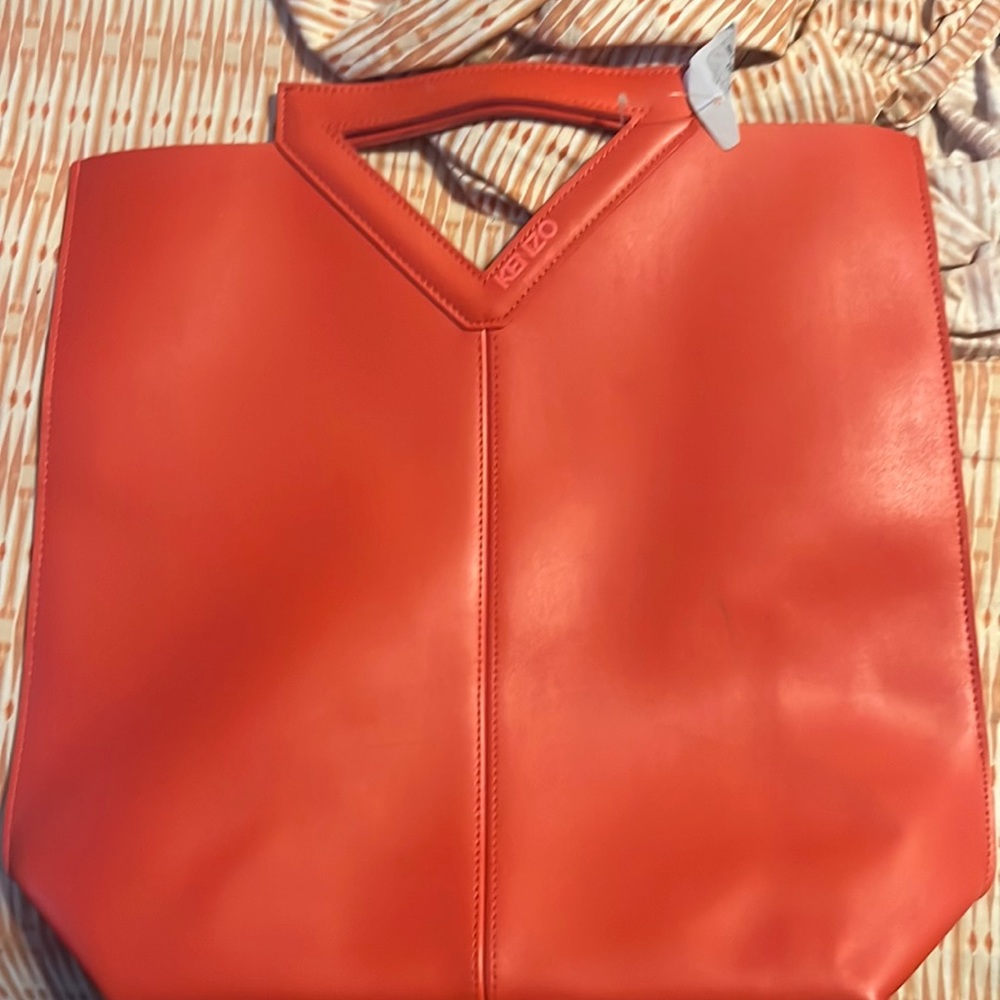 Kenzo Red/Orange Leather Tote Bag